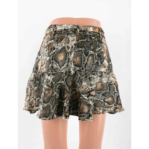 ZARA SNAKESKIN BROWN TAN HIGH WAIST ZIP SKIRT SIZE SMALL - Picture 5 of 5
